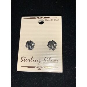 Vintage Sterling Silver Earrings 925 Dainty Small Frog Animals USA studs